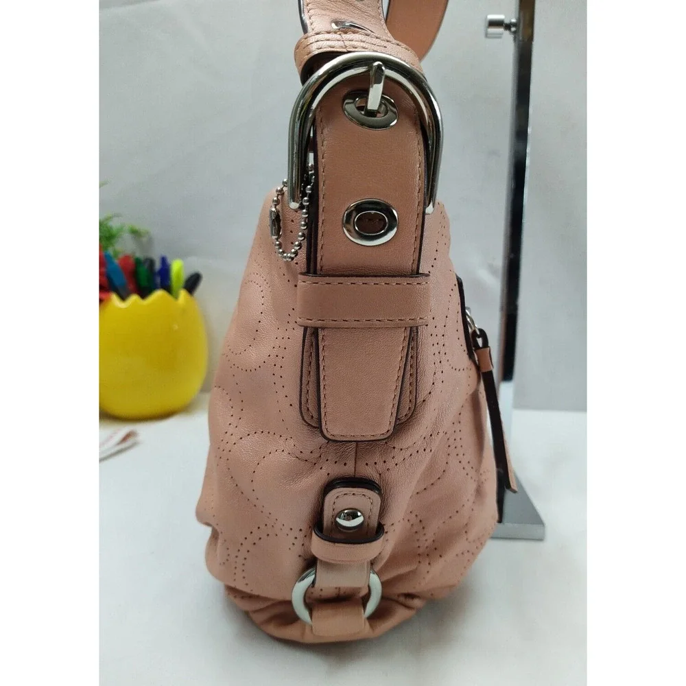 Coach Signature Petal Pink Leather Zipper Closure Crossbody Bag